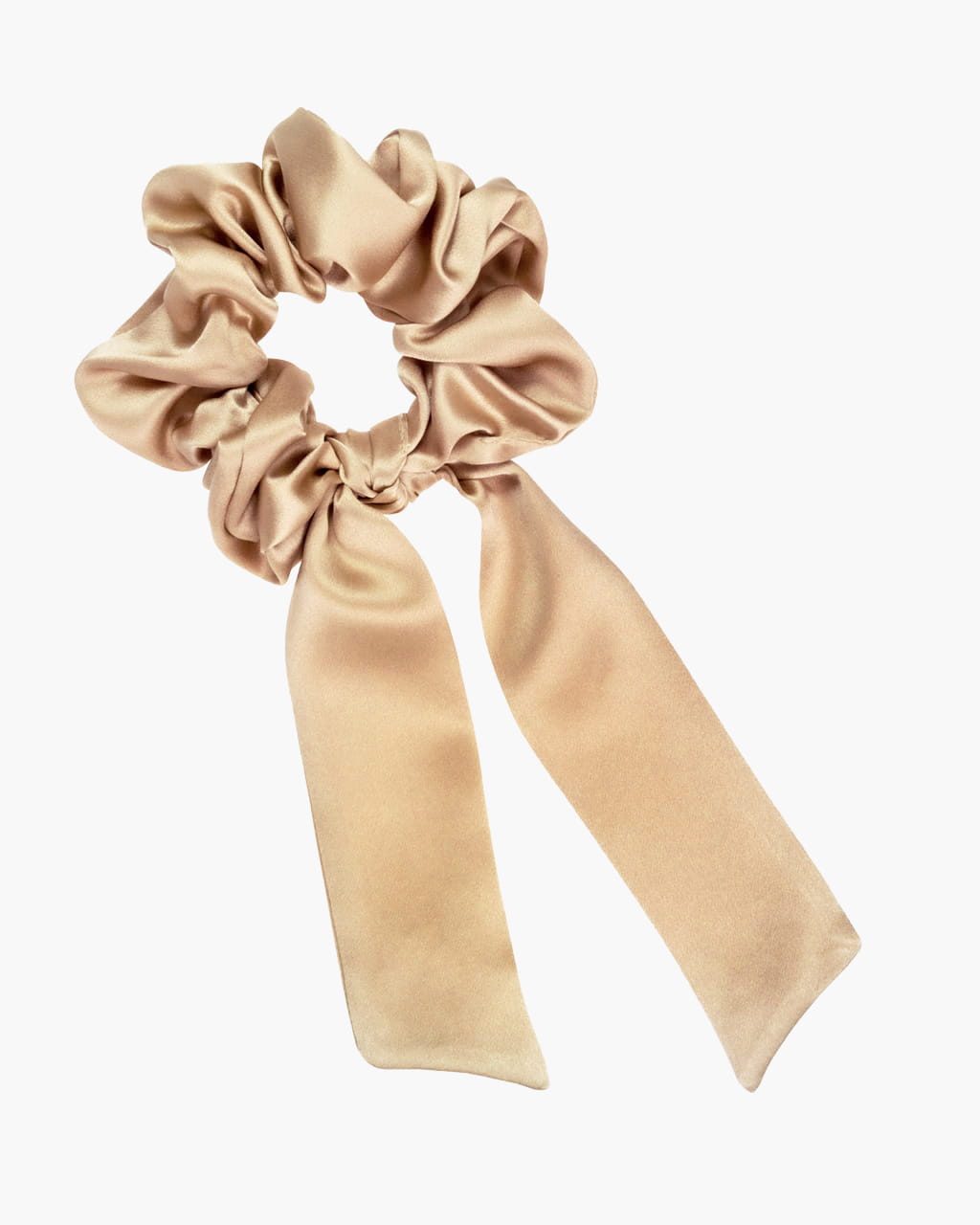 Scrunchie jedwabna przewiązana wstążką – złoty